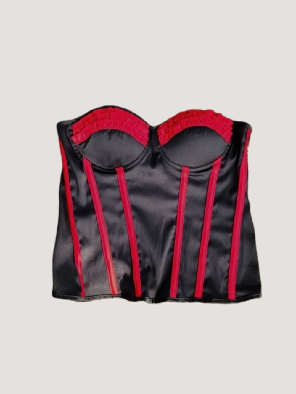 Vintage Y2K Hollywood Black and Red Stripped Corset Top ☆